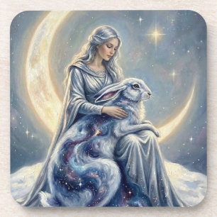 Porta-copo Galáxia Celestial Lebre Lua Deusa Arte Fantasia