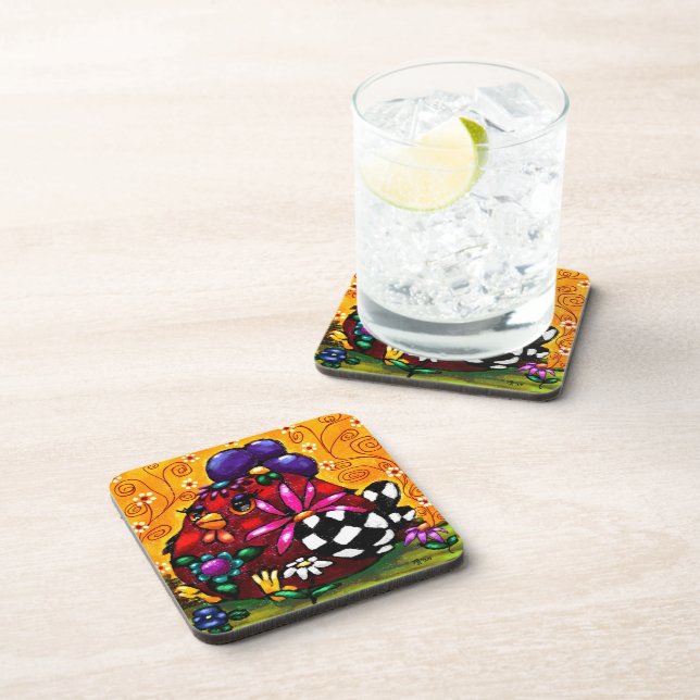 Porta-copo Galinha Chocante Chunky Floral Whimsical (Lado Direito)