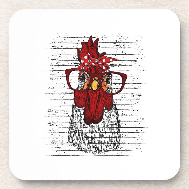 Porta-copo Galinha com bandana e óculos bonitos (Frente)