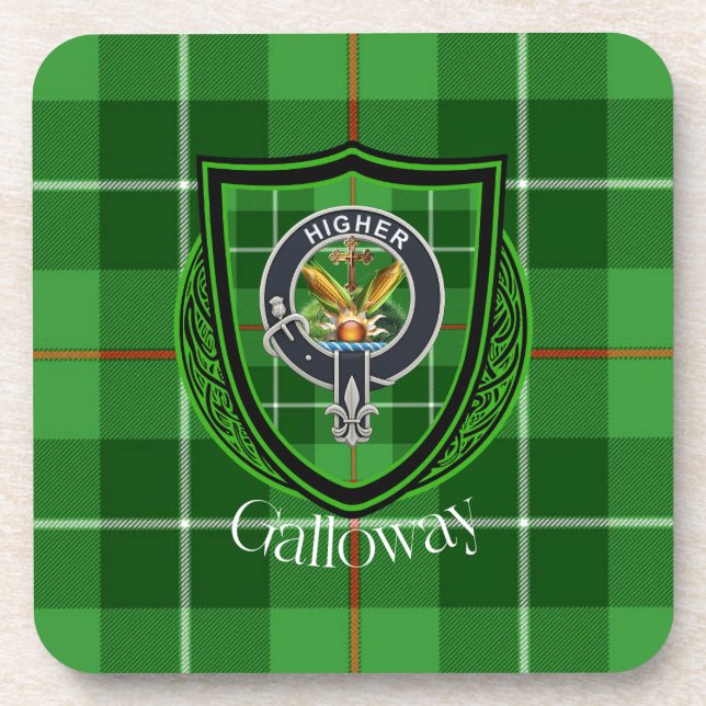 Porta-copo Galloway Scottish Clan Tartan & Crest (Frente)