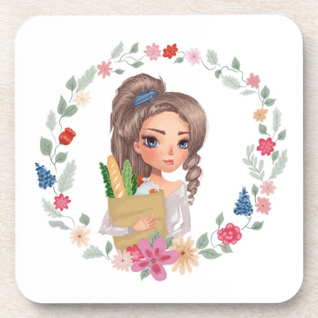 Porta-copo Garota com compras (Frente)