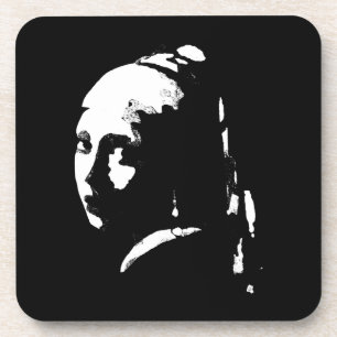 Porta-copo Garota de abstrato com brinco de pérolas