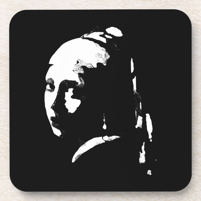 Porta-copo Garota de abstrato com brinco de pérolas (Frente)