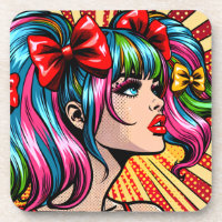 Garota de Quadrinhos de Arte Pop Bonita com Laços