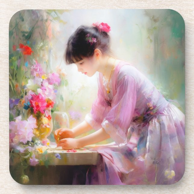 Porta-copo Garota no Jardim Flor (Frente)