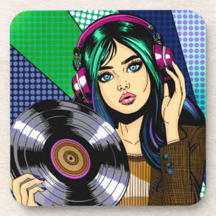 Porta-copo Garota Pop Art com Disco