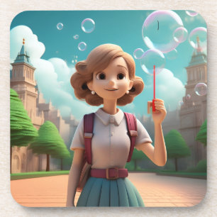 Porta-copo Garota soprando bolhas Conjunto de Portas copos de