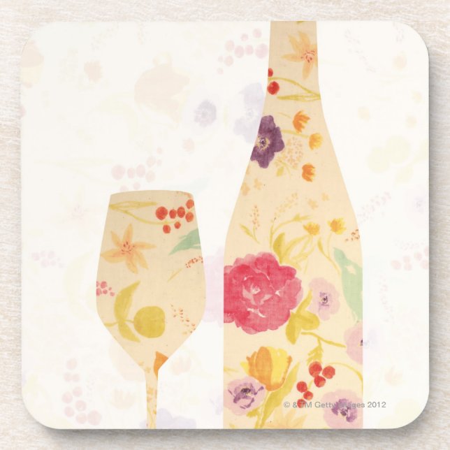 Porta-copo Garrafa e vidro de vinho (Frente)