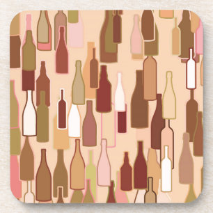 Porta-copo Garrafas de vinho, cor de terra, fundo de coral cl