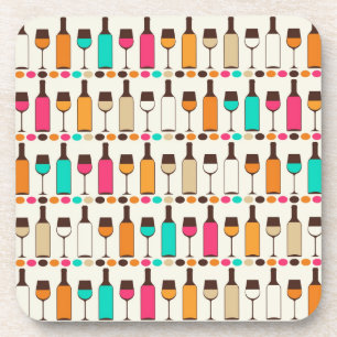 Porta-copo Garrafas de vinho retrô e ógrados