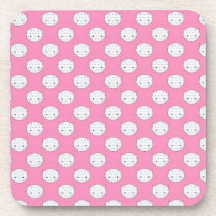Porta-copo Gatinho de Bolinhas Rosa e Branco Padrão de Rosto