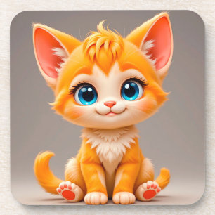 Porta-copo Gatinho Laranja Desenho Fofo