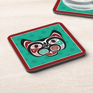 Porta-copo Gatinho Native American Red Black Vetor Graphics