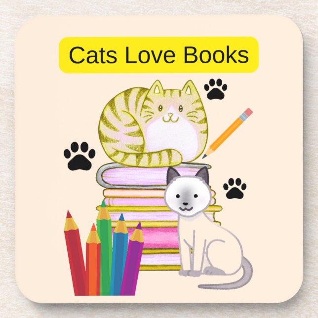 Porta-copo Gato Ama Livros (Frente)