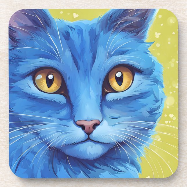 Porta-copo Gato Azul Grande. (Frente)