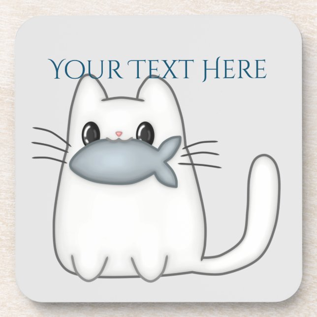 Porta-copo Gato bonito com o prêmio Peixe (Frente)