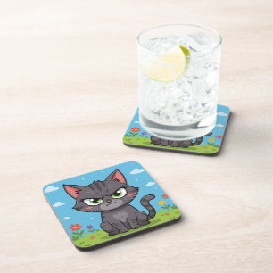 Porta-copo Gato cinza zangado pequeno