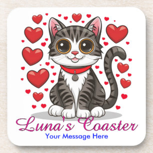Porta-copo Gato com Símbolos de Amor Clipart-85245