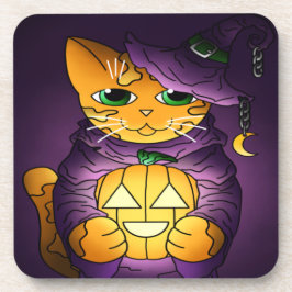 Porta-copo Gato de Bruxas de Halloween Roxo