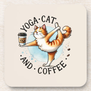 Porta-copo Gato de ioga - Gato de ioga e café