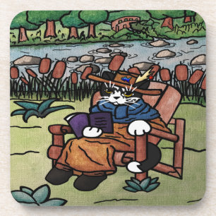 Porta-copo Gato de Jardim de Leitura Exterior