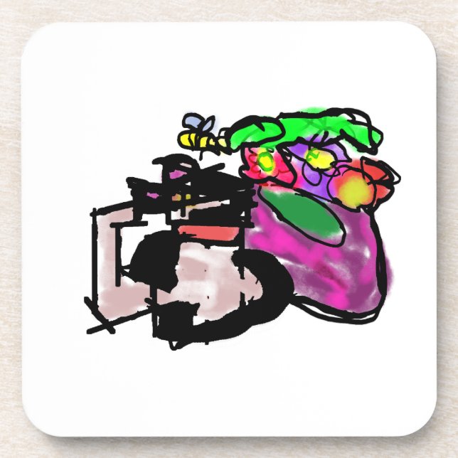 Porta-copo Gato e flores da primavera  (Frente)