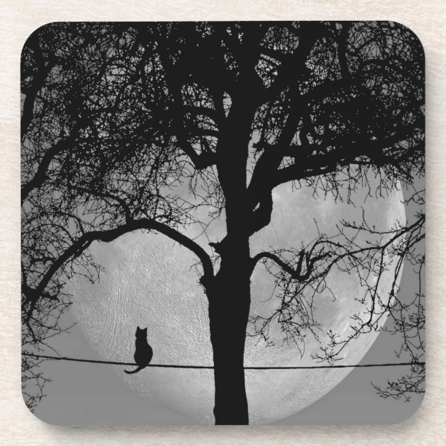 Porta-copo Gato em uma lua cheia de fio (Frente)