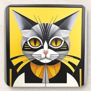 Porta-copo Gato Estilizado Geométrico Abstrato