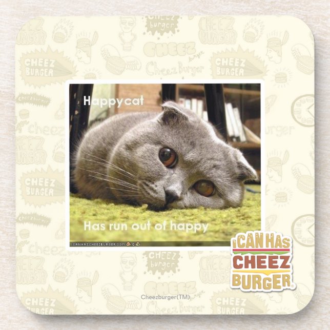 Porta-copo Gato feliz, fora de feliz (Frente)