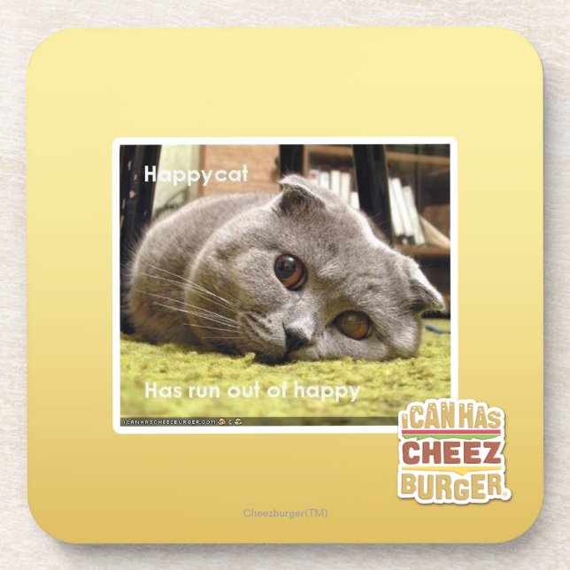 Porta-copo Gato feliz, fora de feliz (Frente)