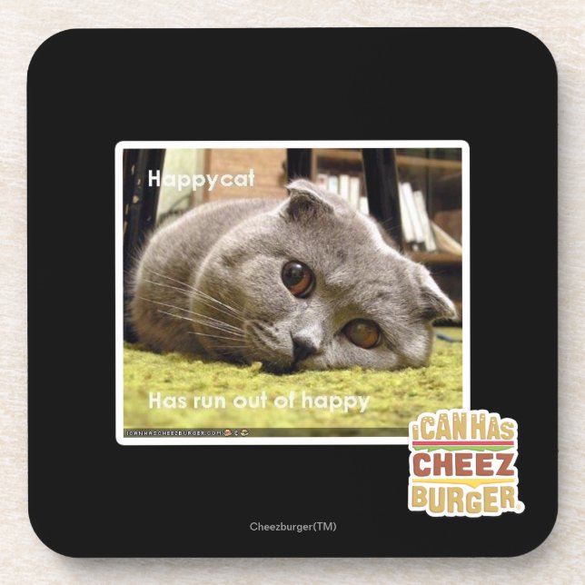 Porta-copo Gato feliz, fora de feliz (Frente)