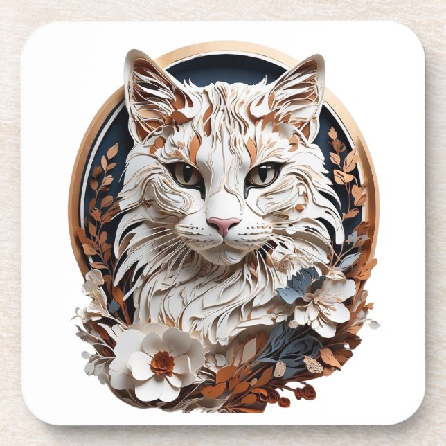 Porta-copo gato,gatinho com flor (Frente)