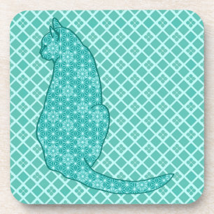 Porta-copo Gato Japonês - Turquoise Kimono Impressão