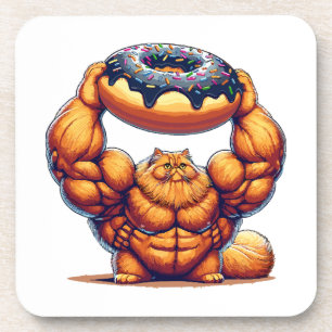 Porta-copo Gato Musculoso Levantando Donut