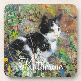 Porta-copo Gato na Flor