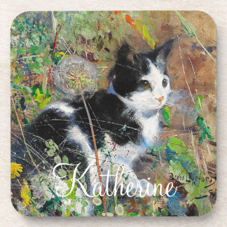 Porta-copo Gato na Flor