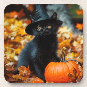 Porta-copo Gato Negro e Abóbora do Halloween