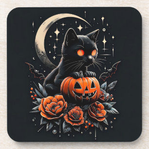 Porta-copo Gato Negro, Lua e Abóbora do Halloween