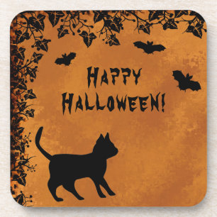 Porta-copo Gato Preto com Bat, Feliz Dia das Bruxas