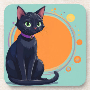 Porta-copo Gato Preto Com Olhos Verdes
