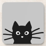 Porta-copo Gato Preto Curioso De Peeking| Arte Animal Engraça<br><div class="desc">Curioso gato preto está te observando. Engraçado conjunto de caldeiras. O gato vai derrubar seu copo da mesa no chão, eventualmente, mas primeiro proteger sua superfície com uma porta copos de cortiça não derretida. Este conjunto engraçado de caldeiras pretas faz um legal presente para amantes de gatinhos. Proteja seus móveis...</div>