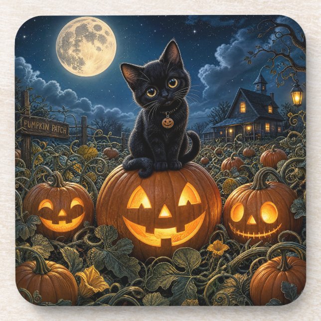Porta-copo Gato Preto de Halloween (Frente)