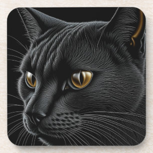Porta-copo Gato Preto de IA com Olhos Amarelos