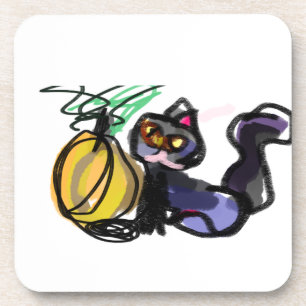 Porta-copo Gato Preto e alegria de Abóbora