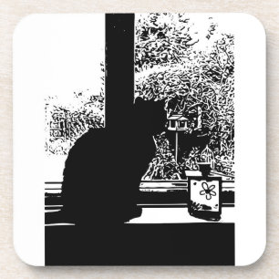 Porta-copo Gato preto na janela