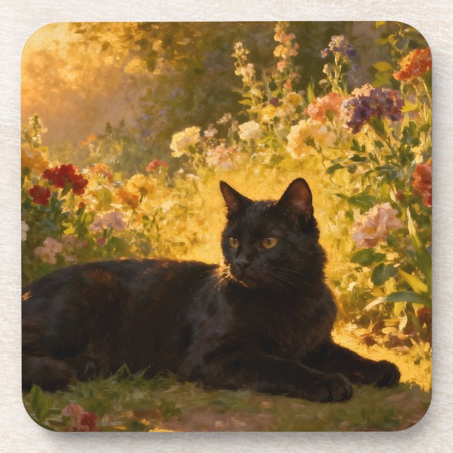 Porta-copo Gato Preto nas Flores I (Frente)