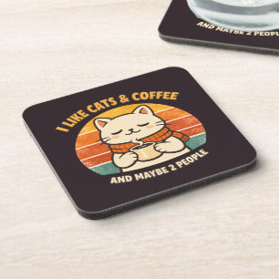 Porta-copo Gato Retro Fofo & Amante de Café Vintage 70s Aconc