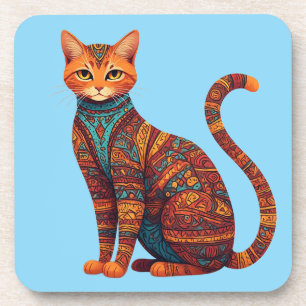 Porta-copo Gato Tribal Boêmio Arte Colorida