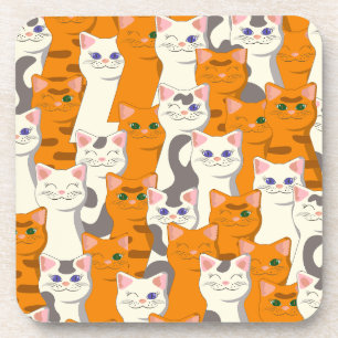 Porta-copo Gatos brancos e gengibres padrão olhos verdes olho