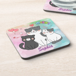 Porta-copo Gatos Cinza Adoráveis Meow Amor Personalizado